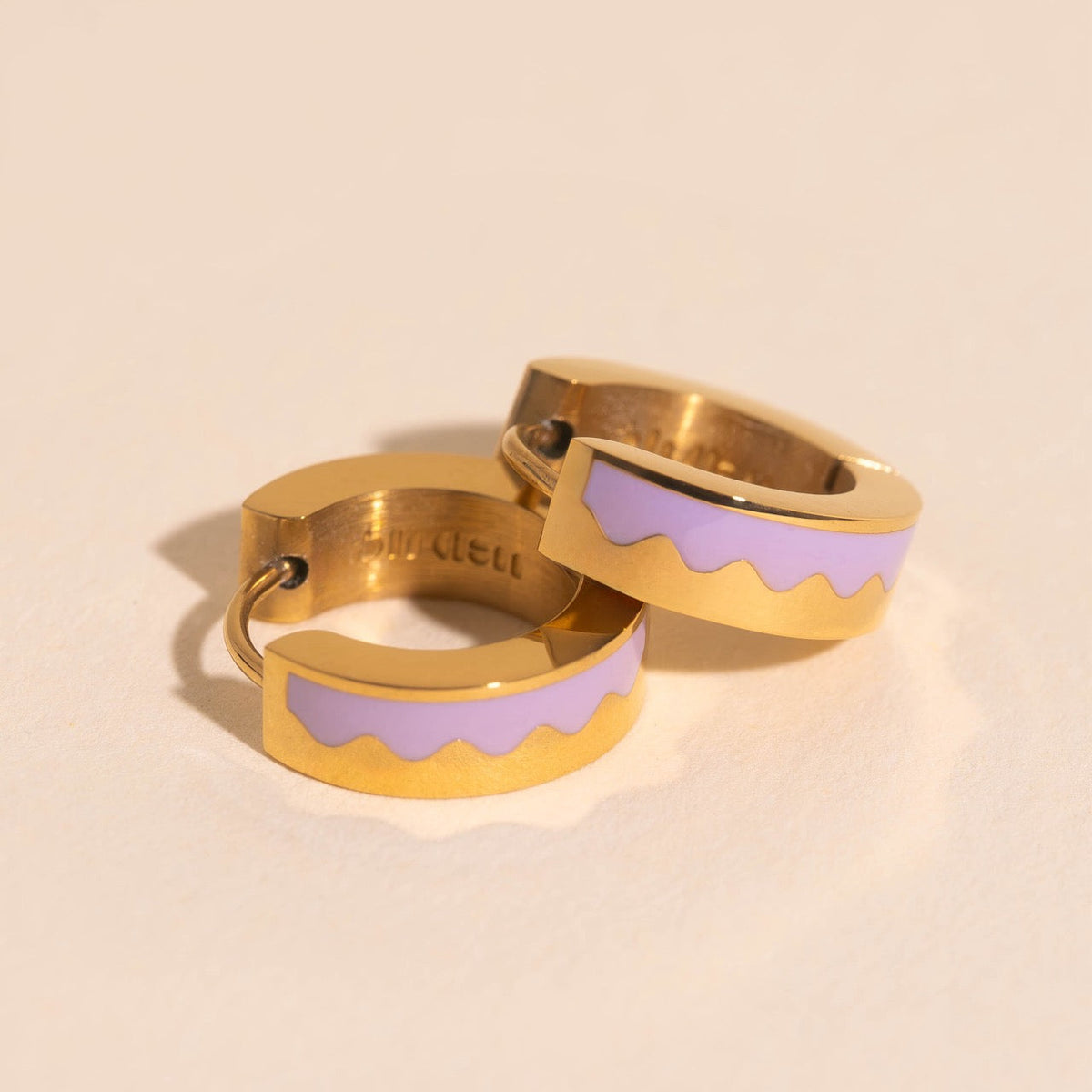 Wavy Lavender Chunky Huggie Hoop Earrings