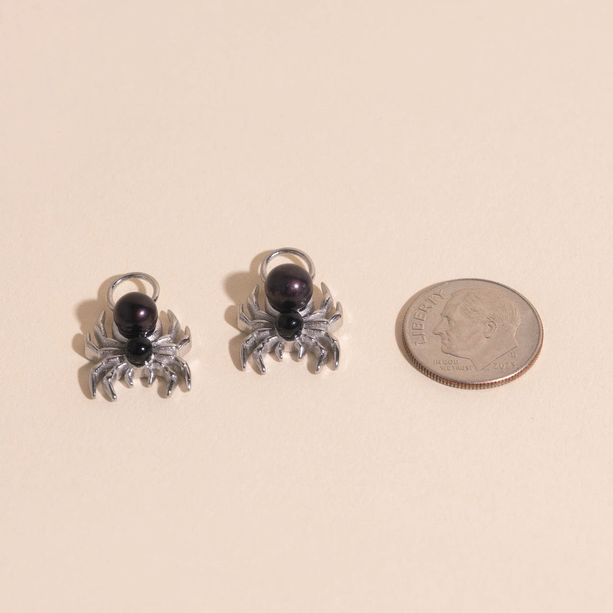 Spider Pearls Huggie Hoop Charms