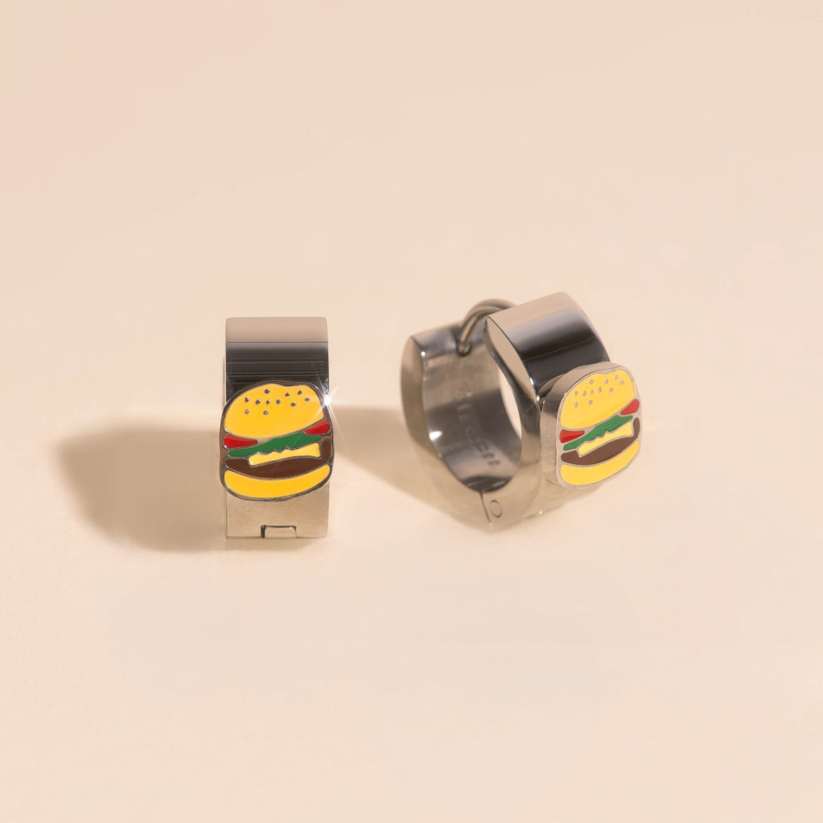 Burger Super Chunky 3D Huggie Hoop Earrings