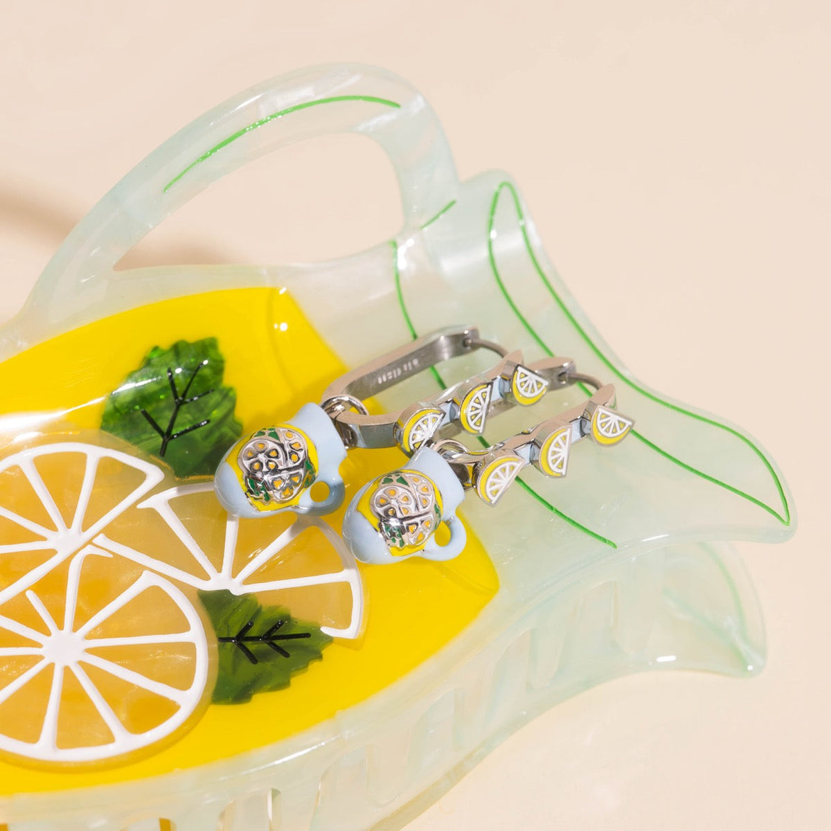 Lemon Slice 3D Huggie Hoop Earrings