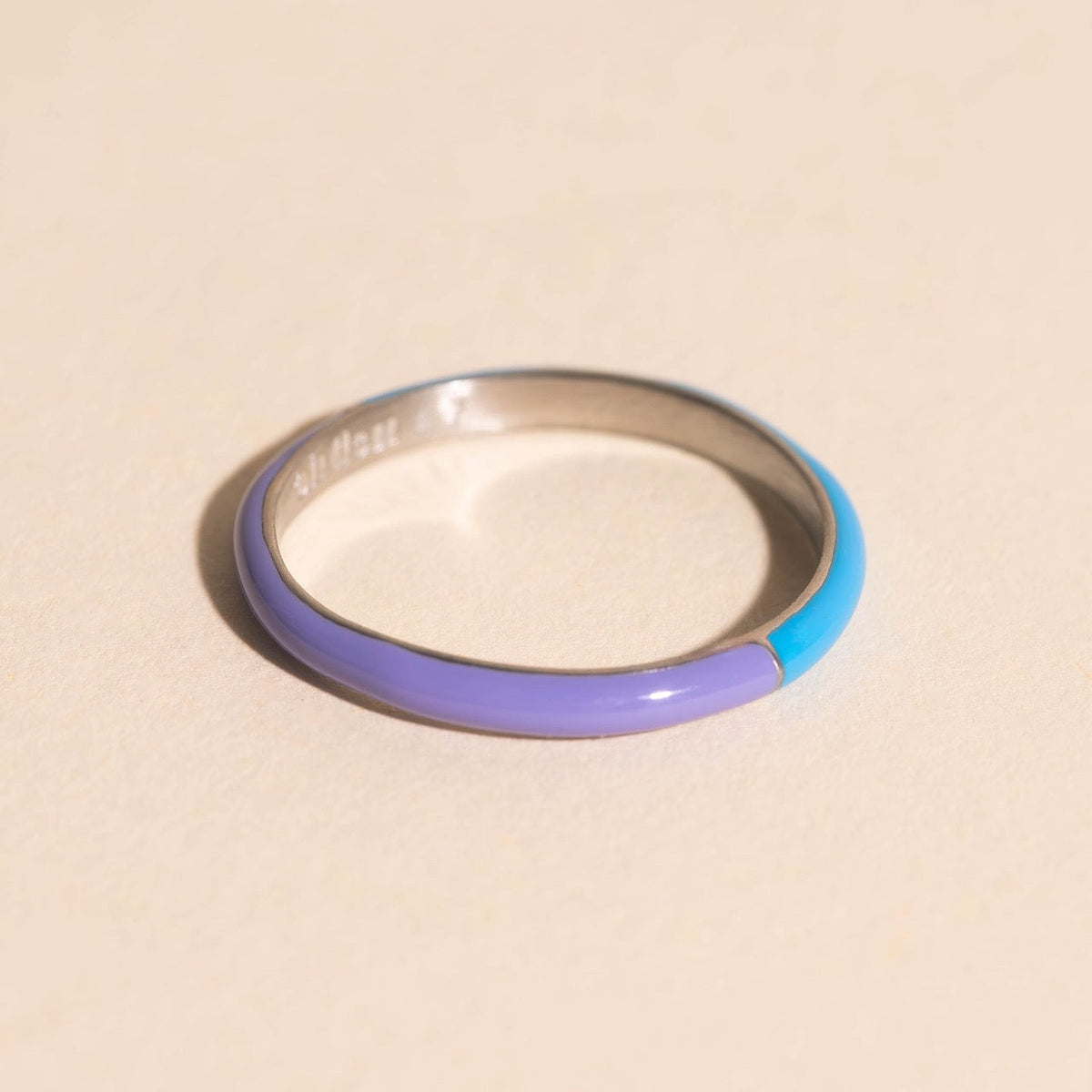 Split Color Neon Purple & Blue Stacker Ring