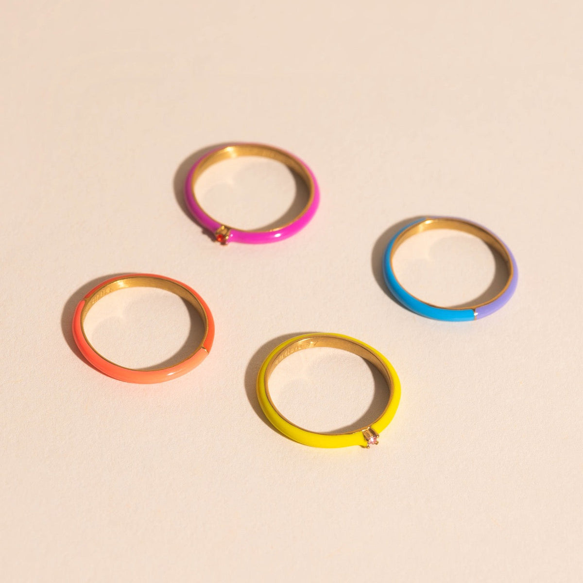 Split Color Neon Red & Pink Stacker Ring