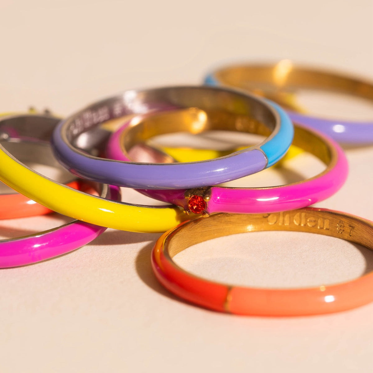 Split Color Neon Purple & Blue Stacker Ring