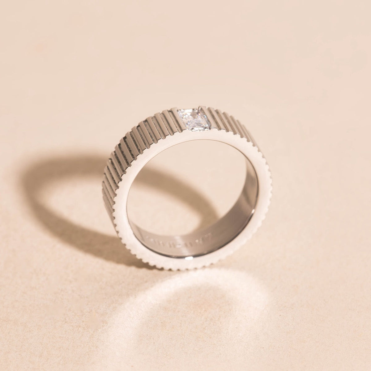 Crystal Baguette Textured  Ring
