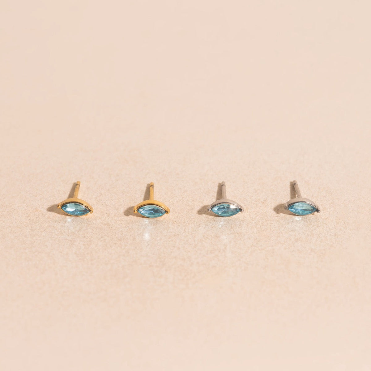 Blue Mini Crystal Stud Earrings