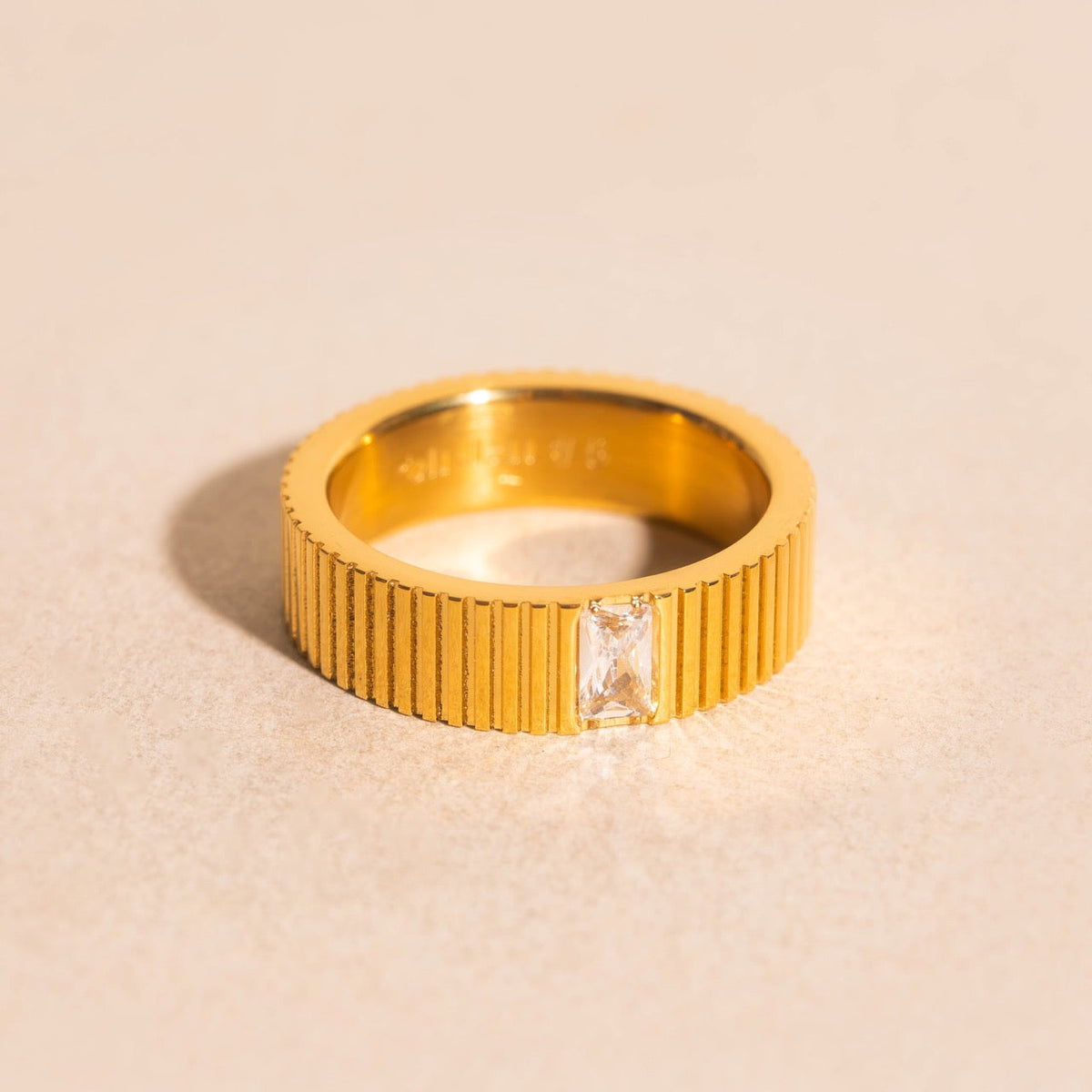 Crystal Baguette Textured  Ring