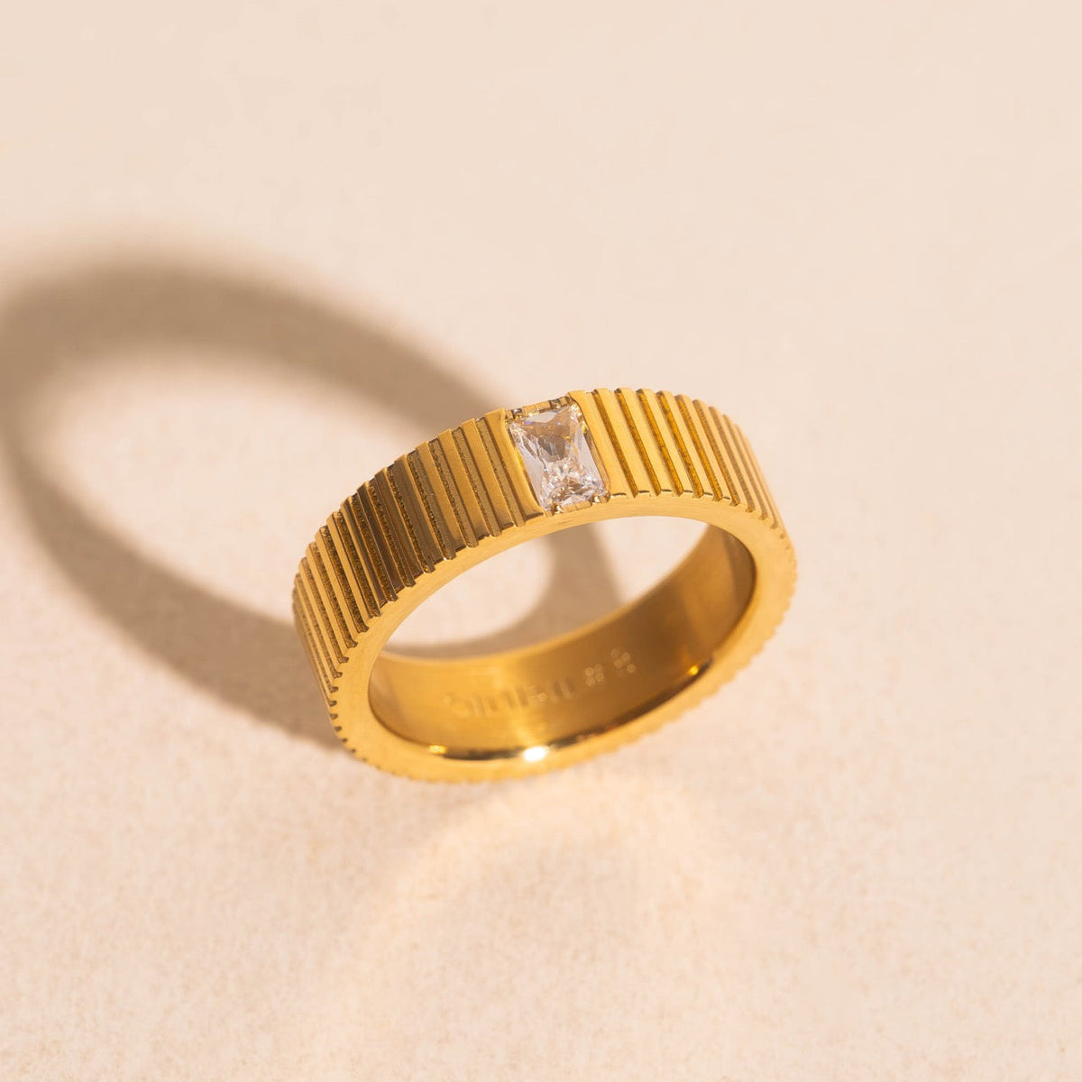 Crystal Baguette Textured  Ring