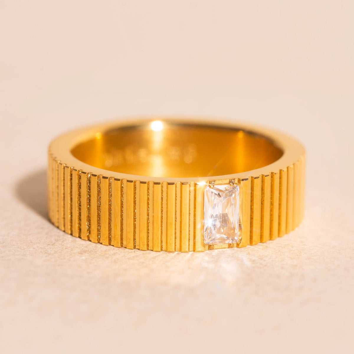 Crystal Baguette Textured  Ring