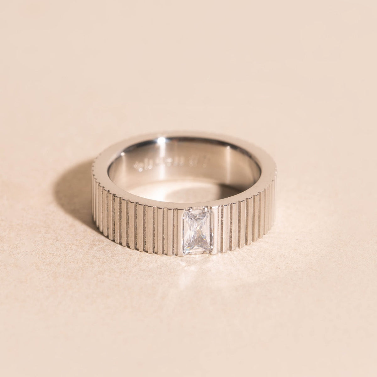 Crystal Baguette Textured  Ring