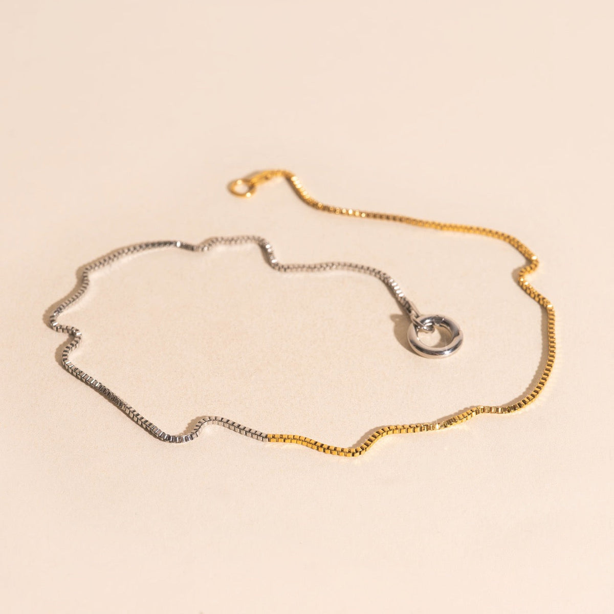 Mixed Metal Dainty Box Chain Necklace