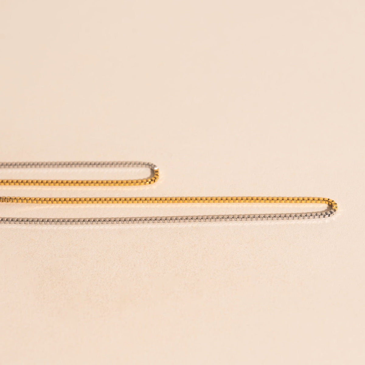 Mixed Metal Dainty Box Chain Necklace