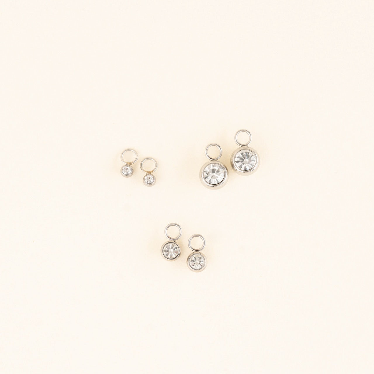 Round Crystal Huggie Hoop Charms