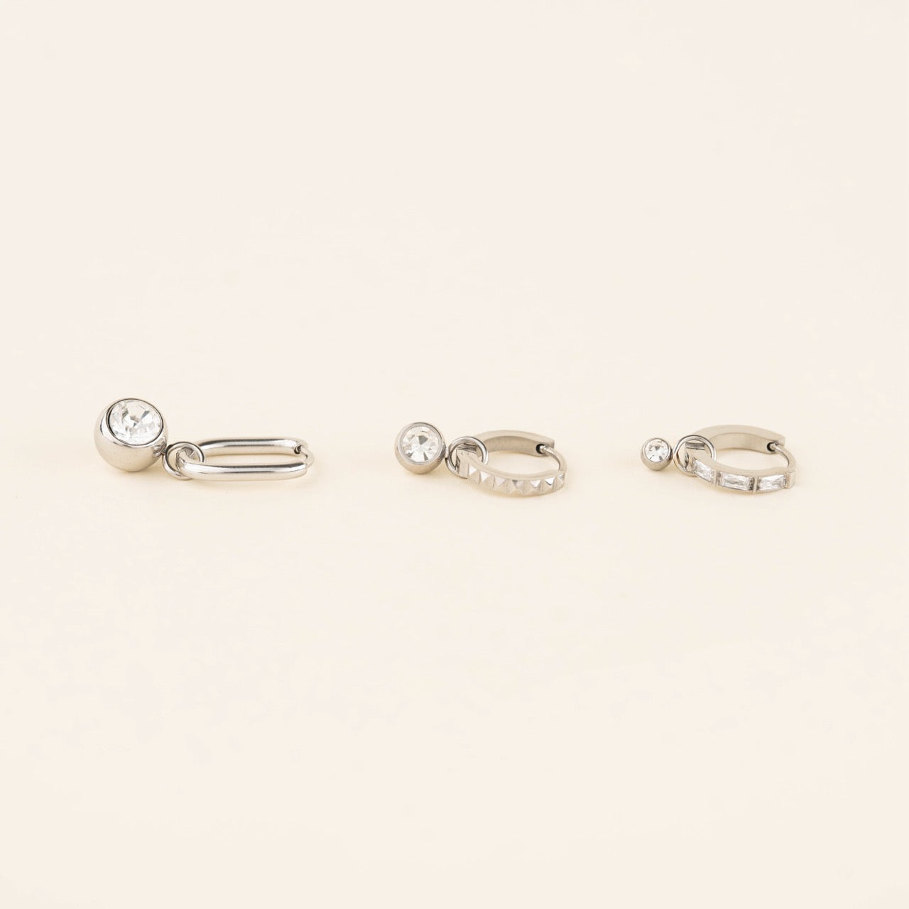 Round Crystal Huggie Hoop Charms