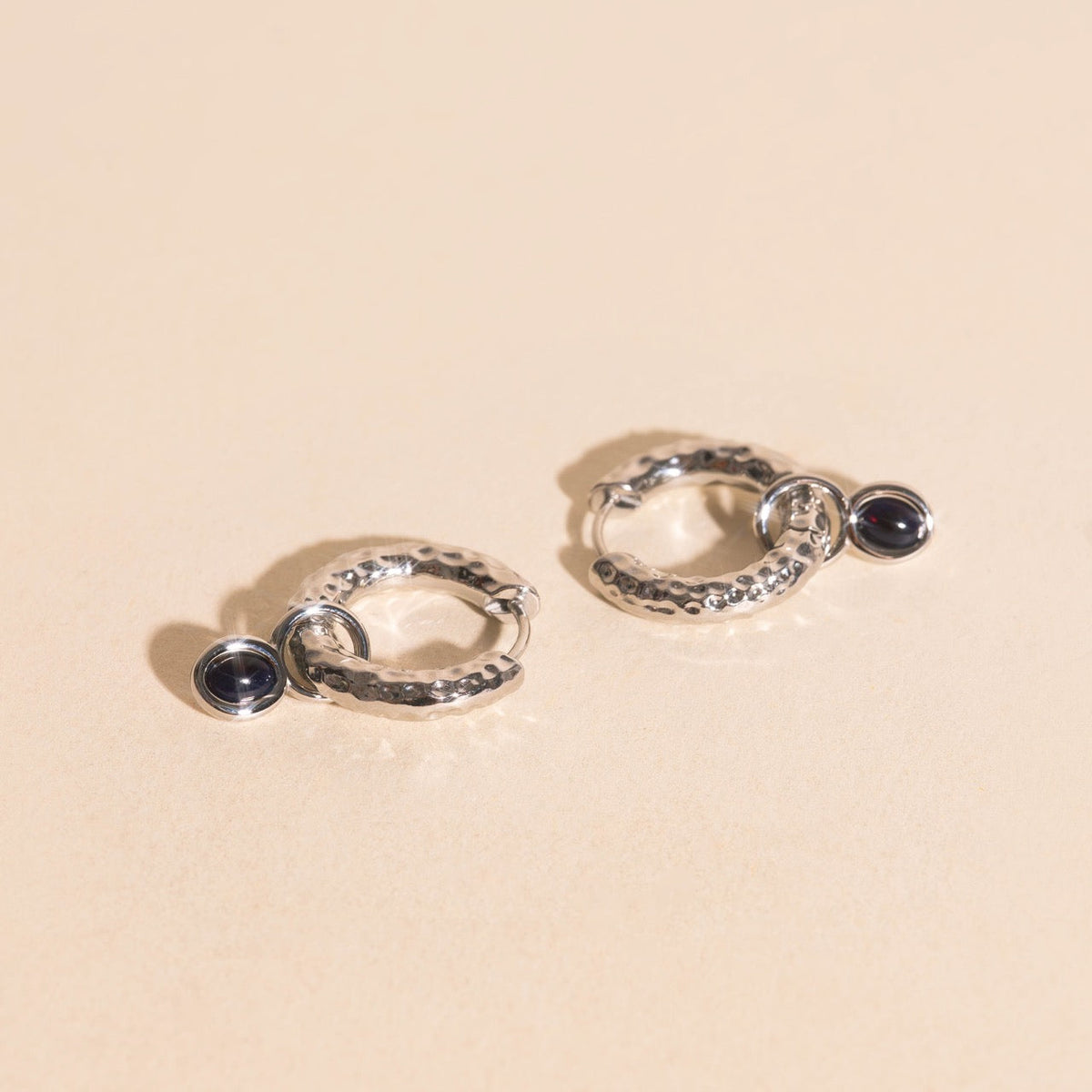 Stone Chunky Huggie Hoop Charms