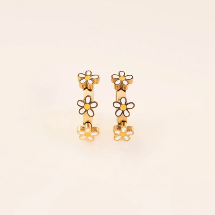 Daisy 3D Huggie Hoop Earrings