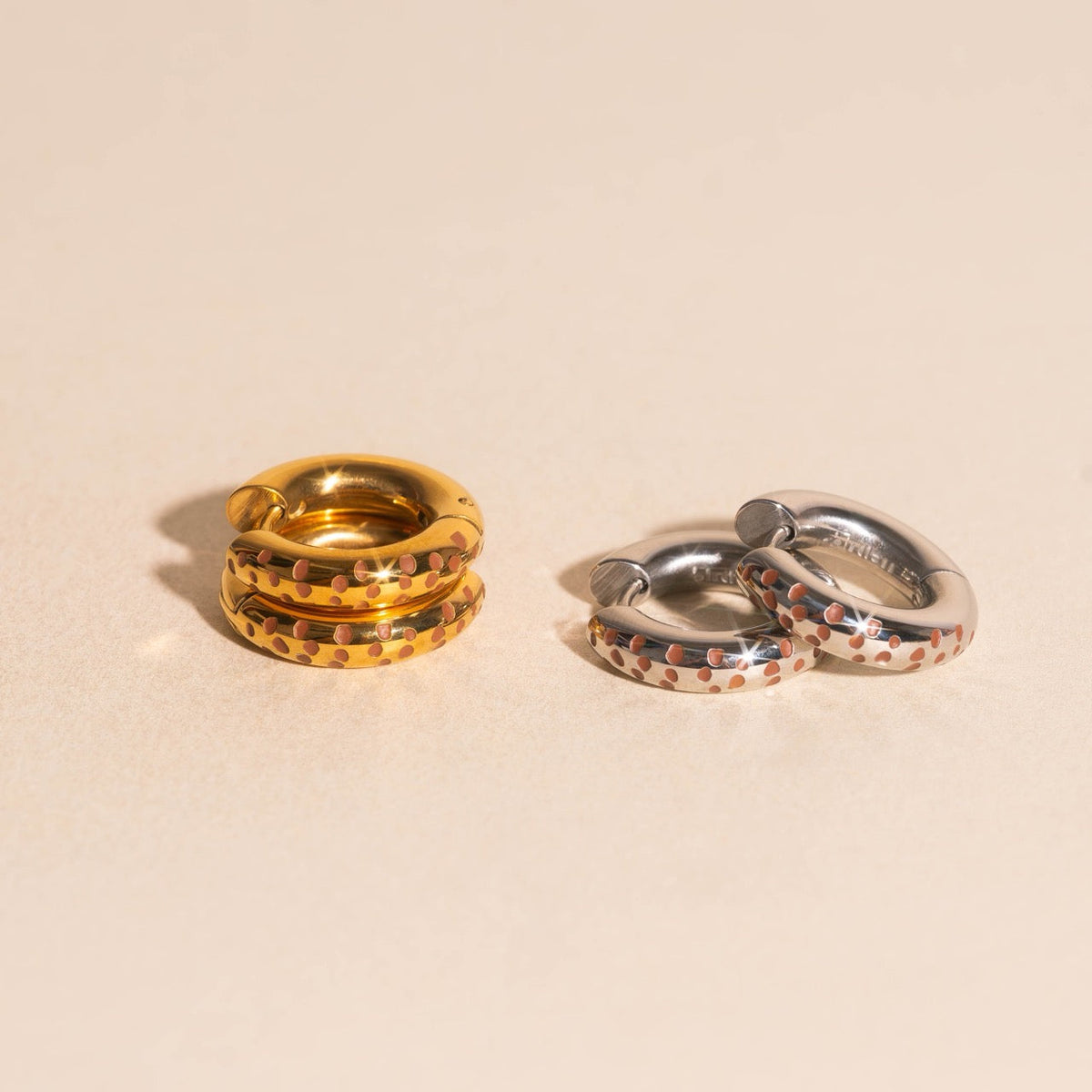 Giraffe Chunky Rounded Huggie Hoop Earrings