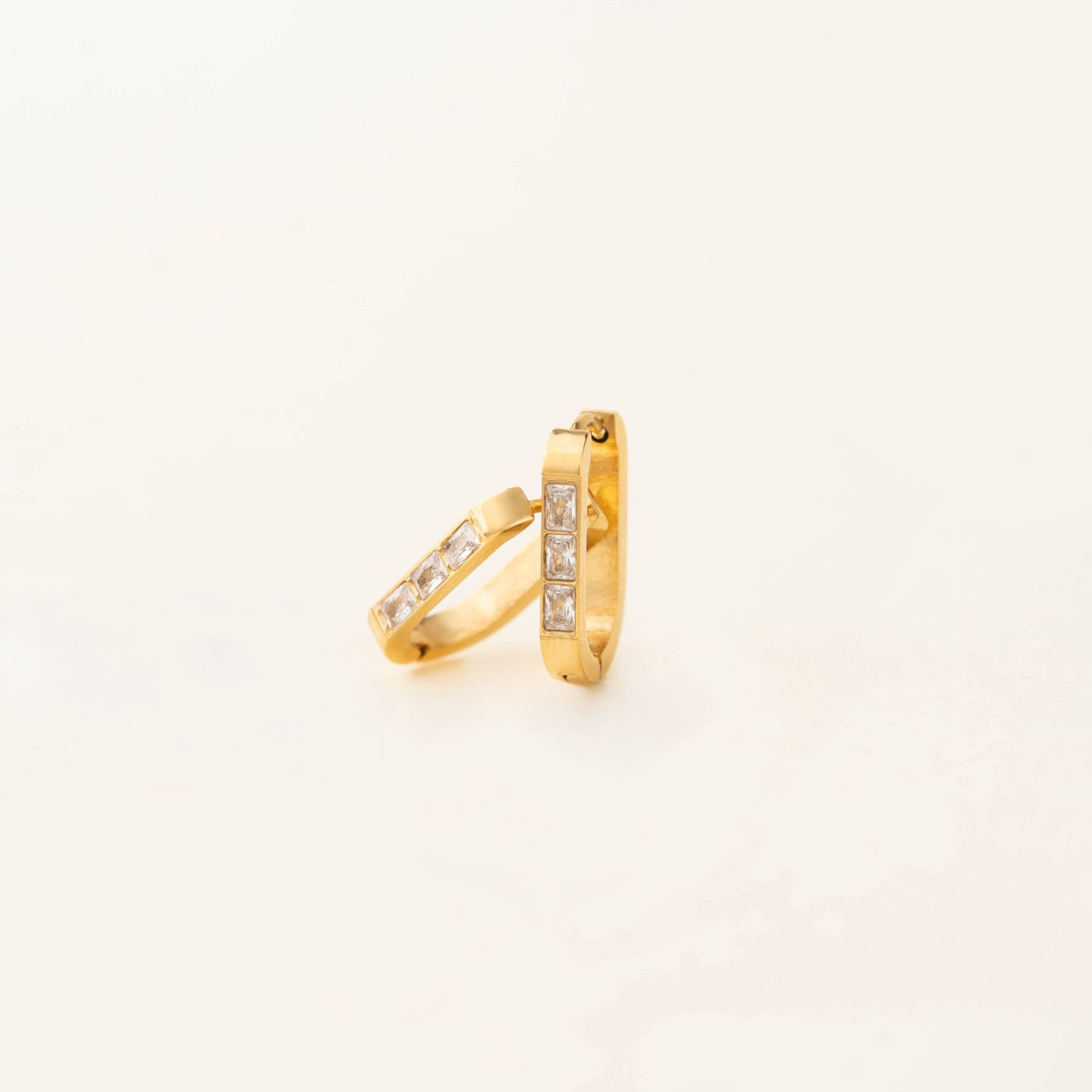 Crystal Oblong Huggie Hoop Earrings