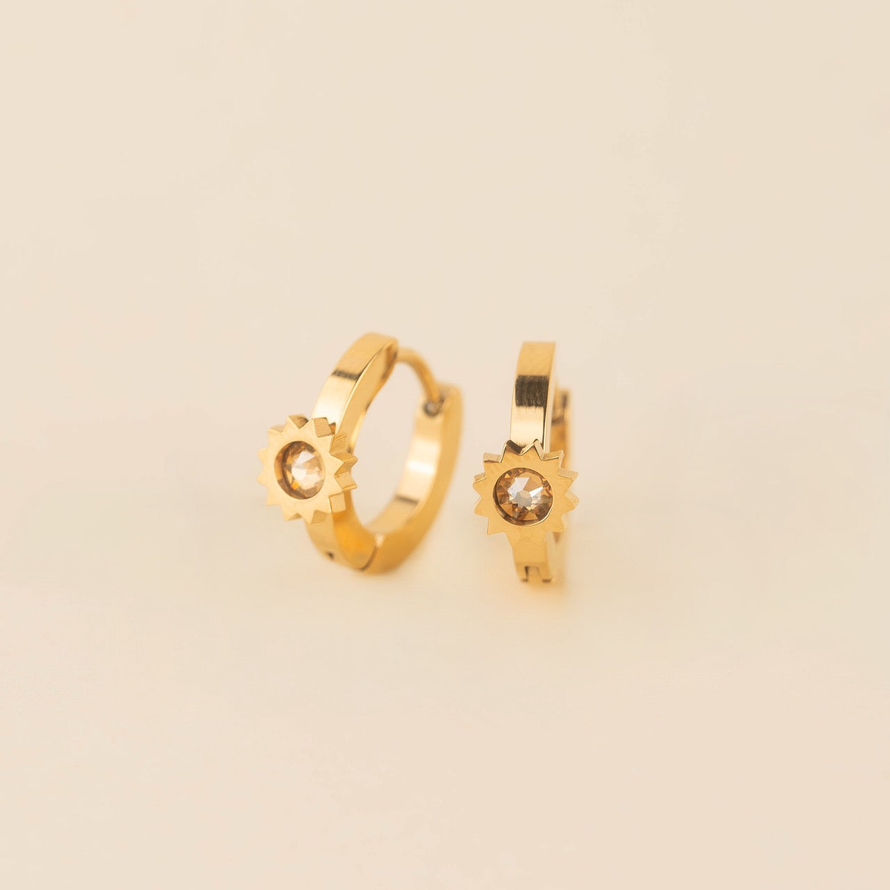 Sun 3D Huggie Hoop Earrings