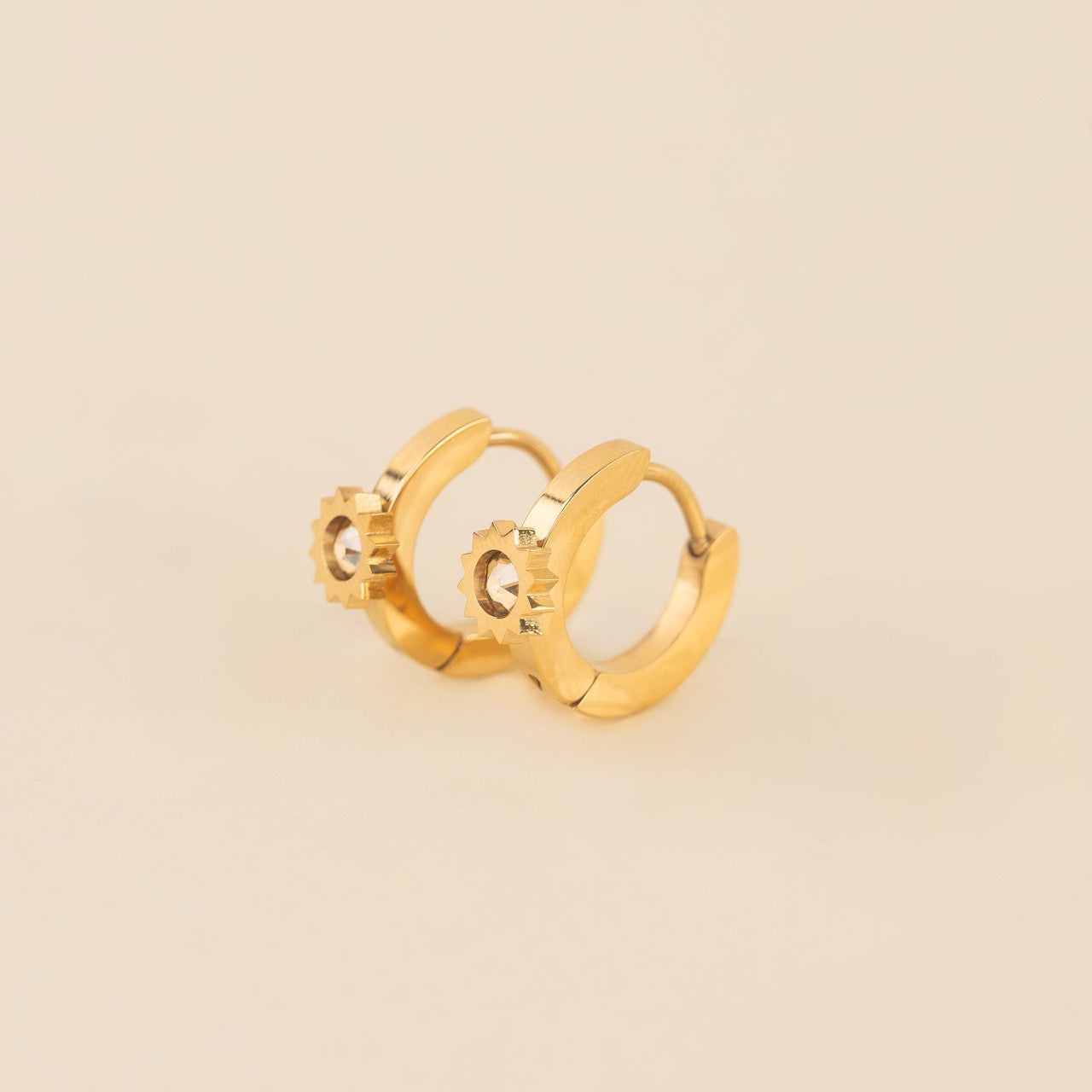 Sun 3D Huggie Hoop Earrings