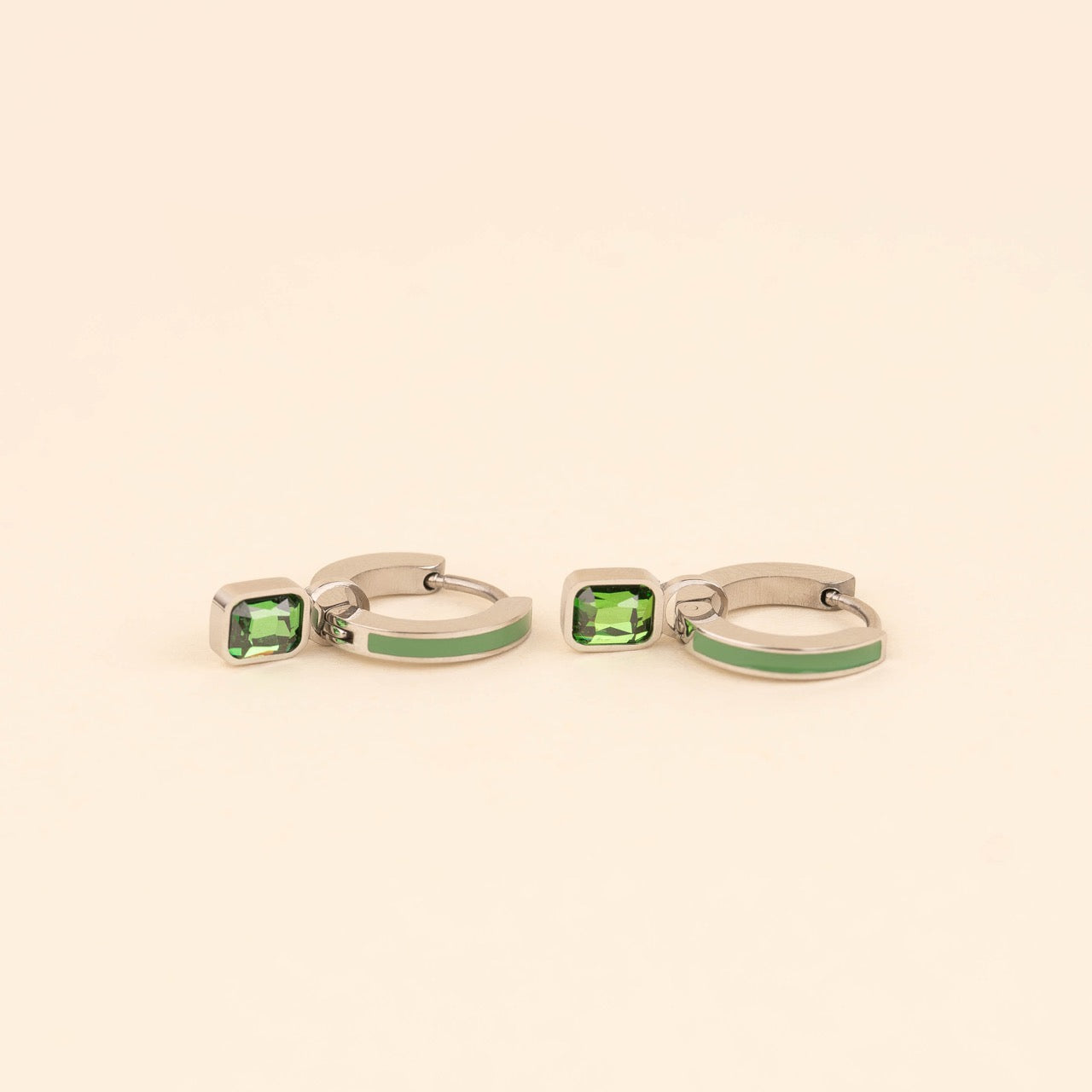 May Birthstone Huggie Hoop Charms