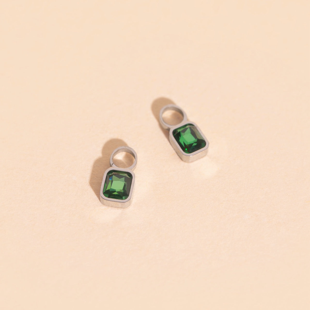 May Birthstone Huggie Hoop Charms