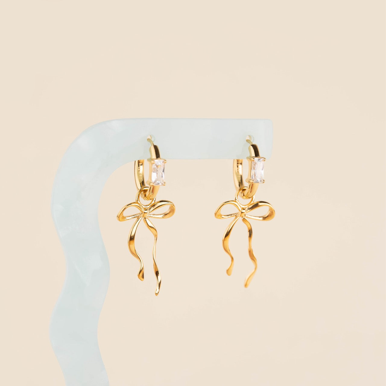 Dainty Bow Huggie Hoop Charms