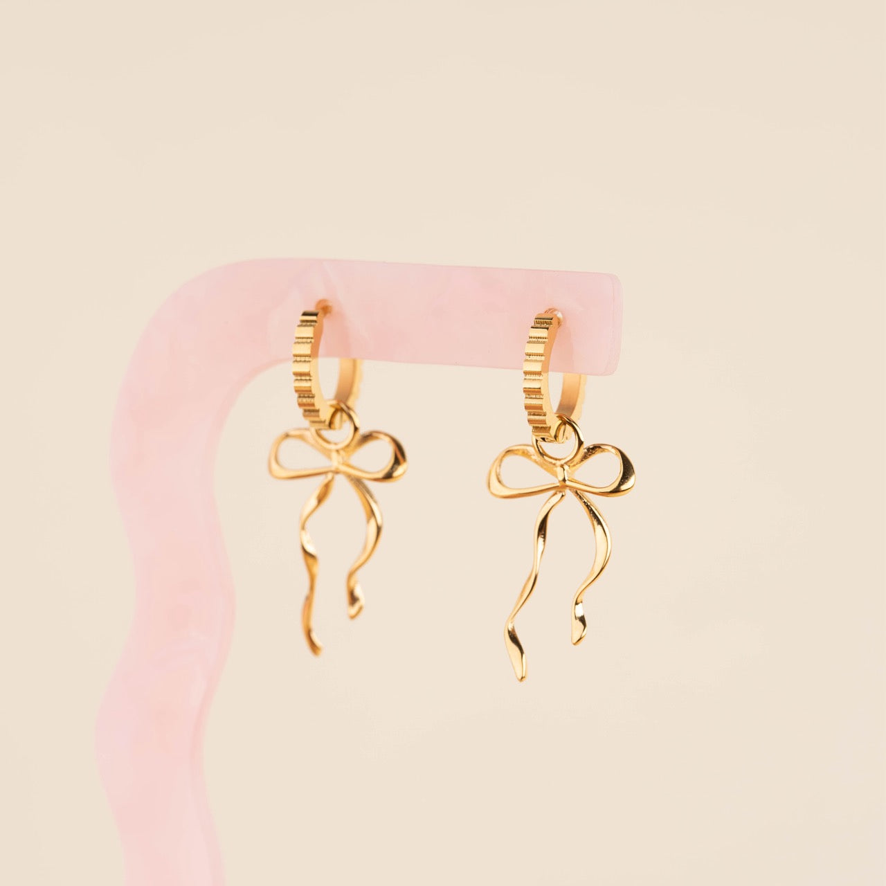 Dainty Bow Huggie Hoop Charms