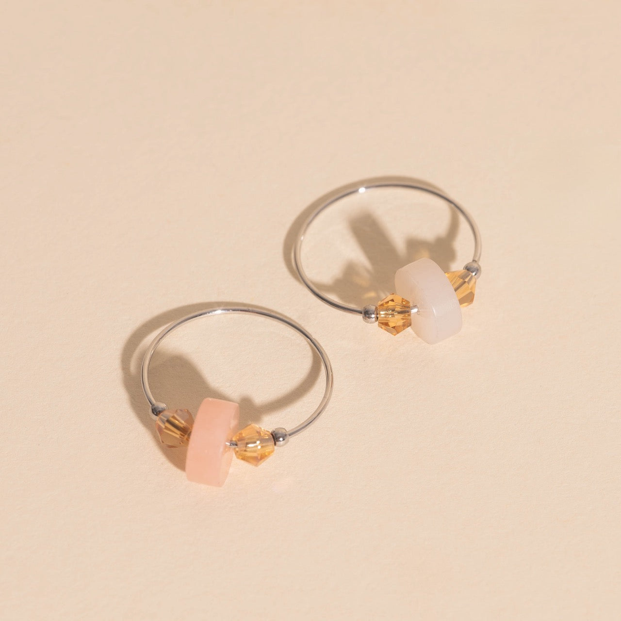 Blush Trio Huggie Hoop Charms