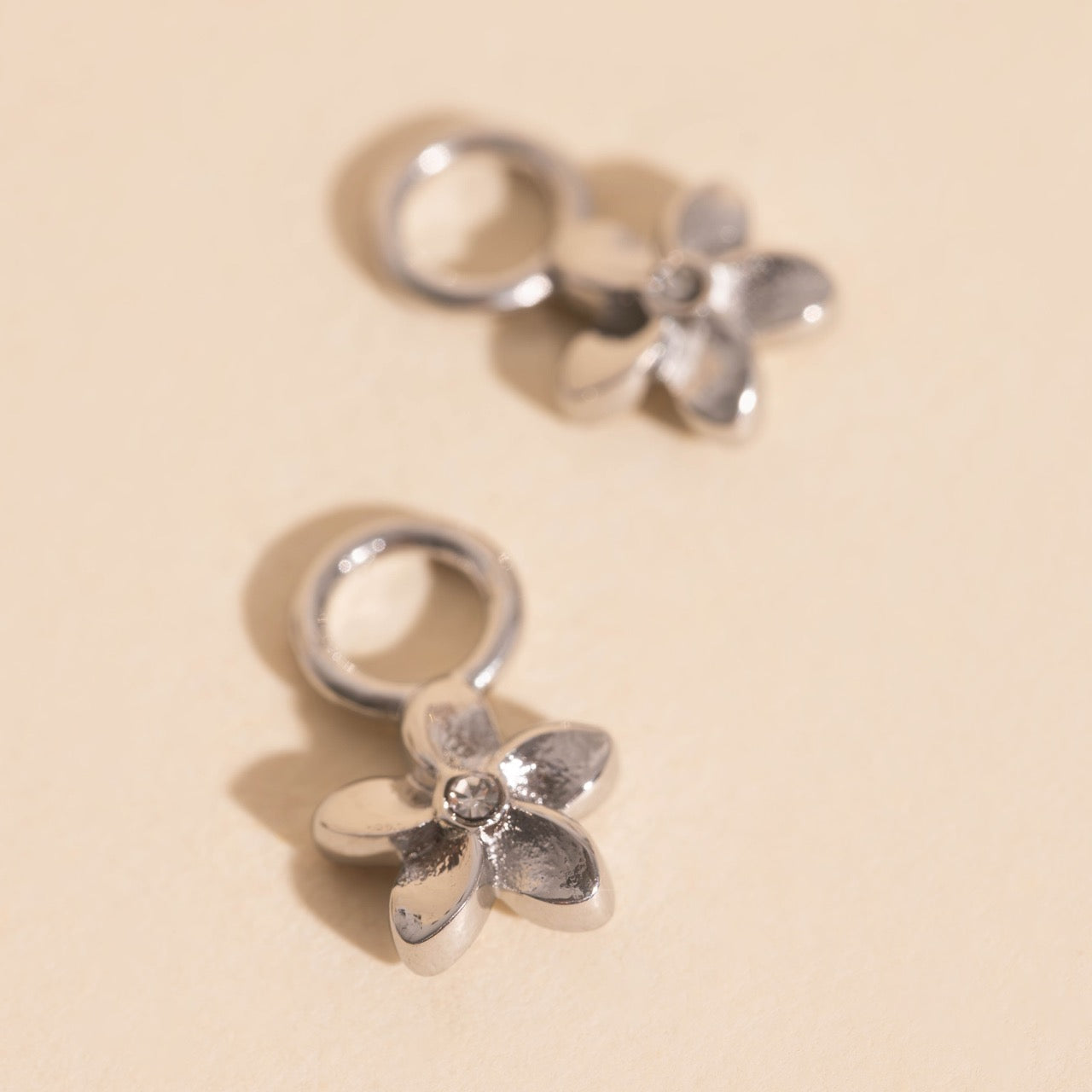 Plumeria Flower Huggie Hoop Charms