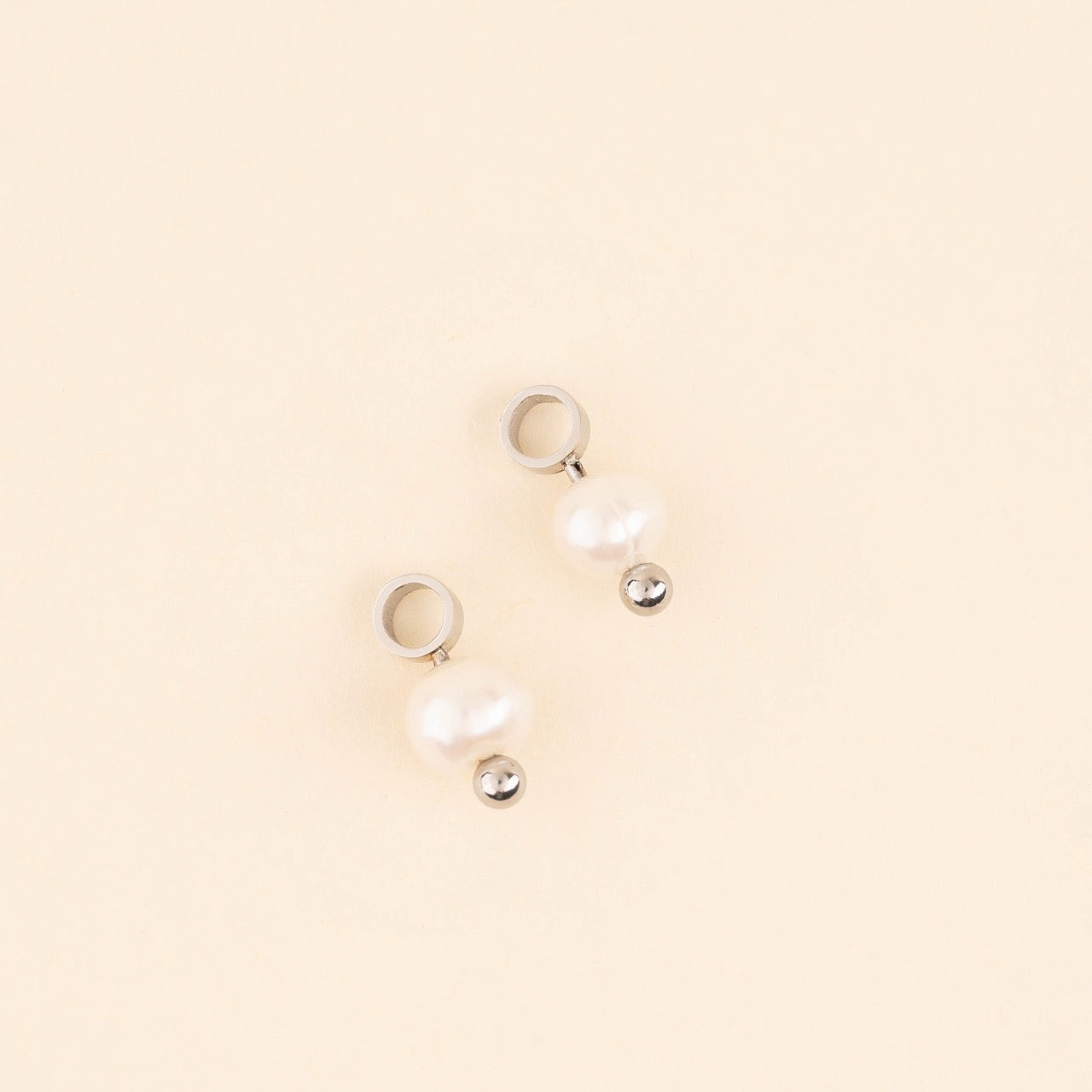 Natural Pearl Huggie Hoop Charms