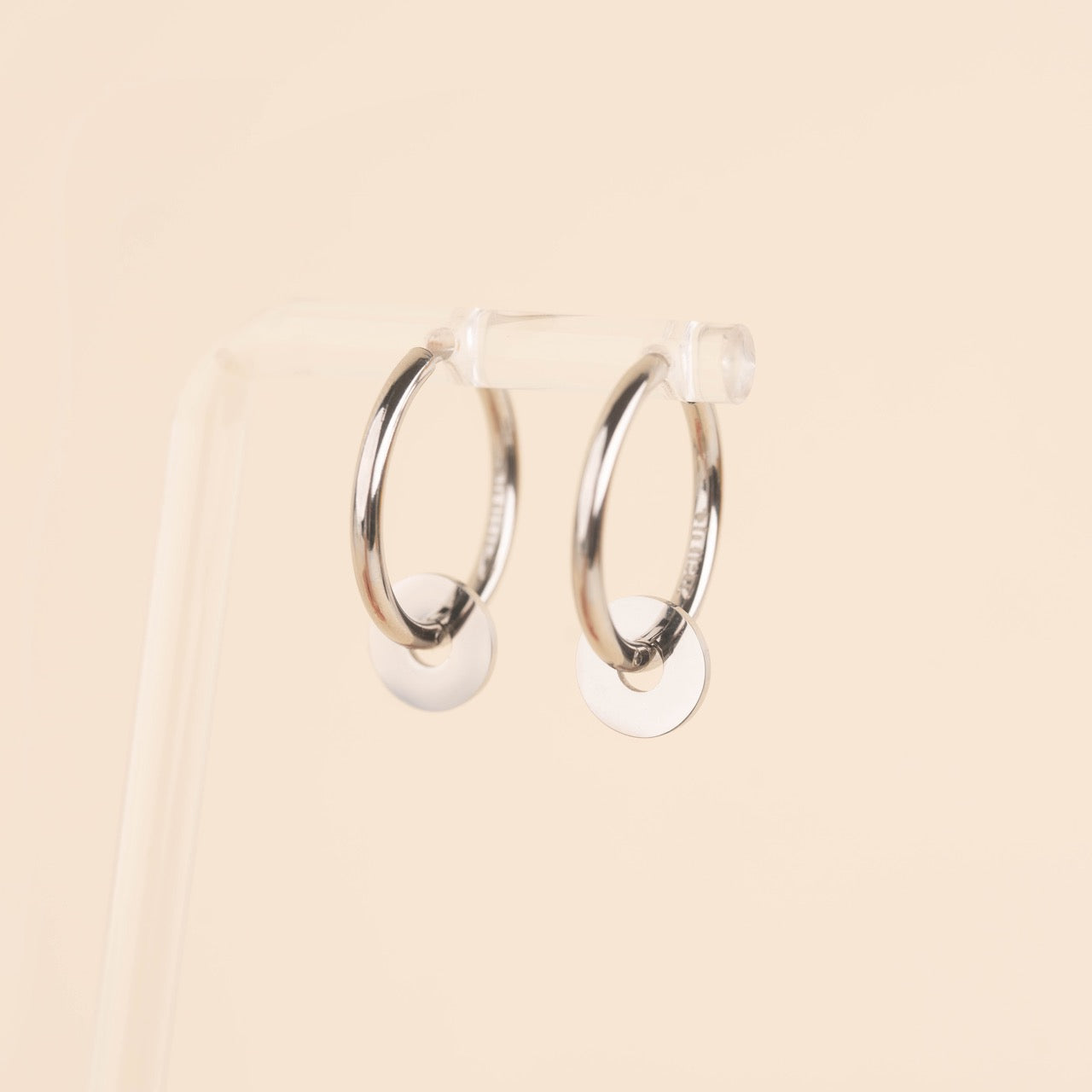 Disc Rounded Huggie Hoop Charms