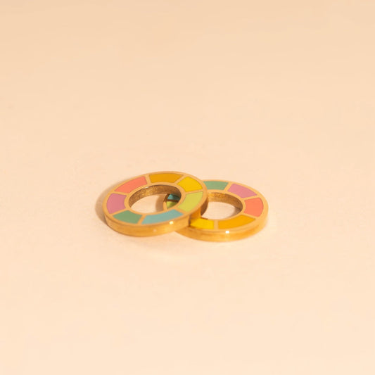 Color Wheel Huggie Hoop Charms