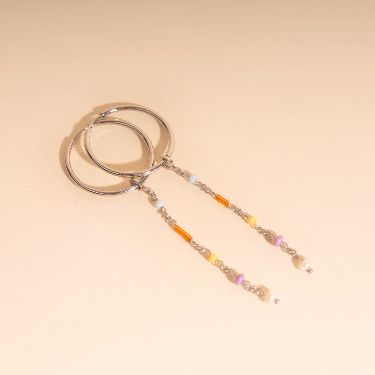 Bead Chain Huggie Hoop Charms