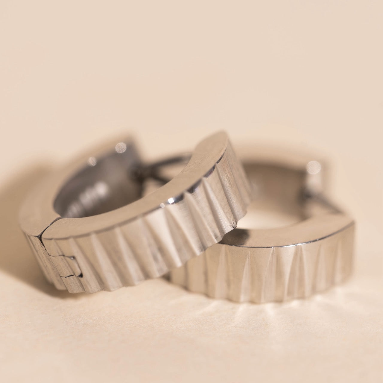 Textured Chunky Huggie Hoop Earrings