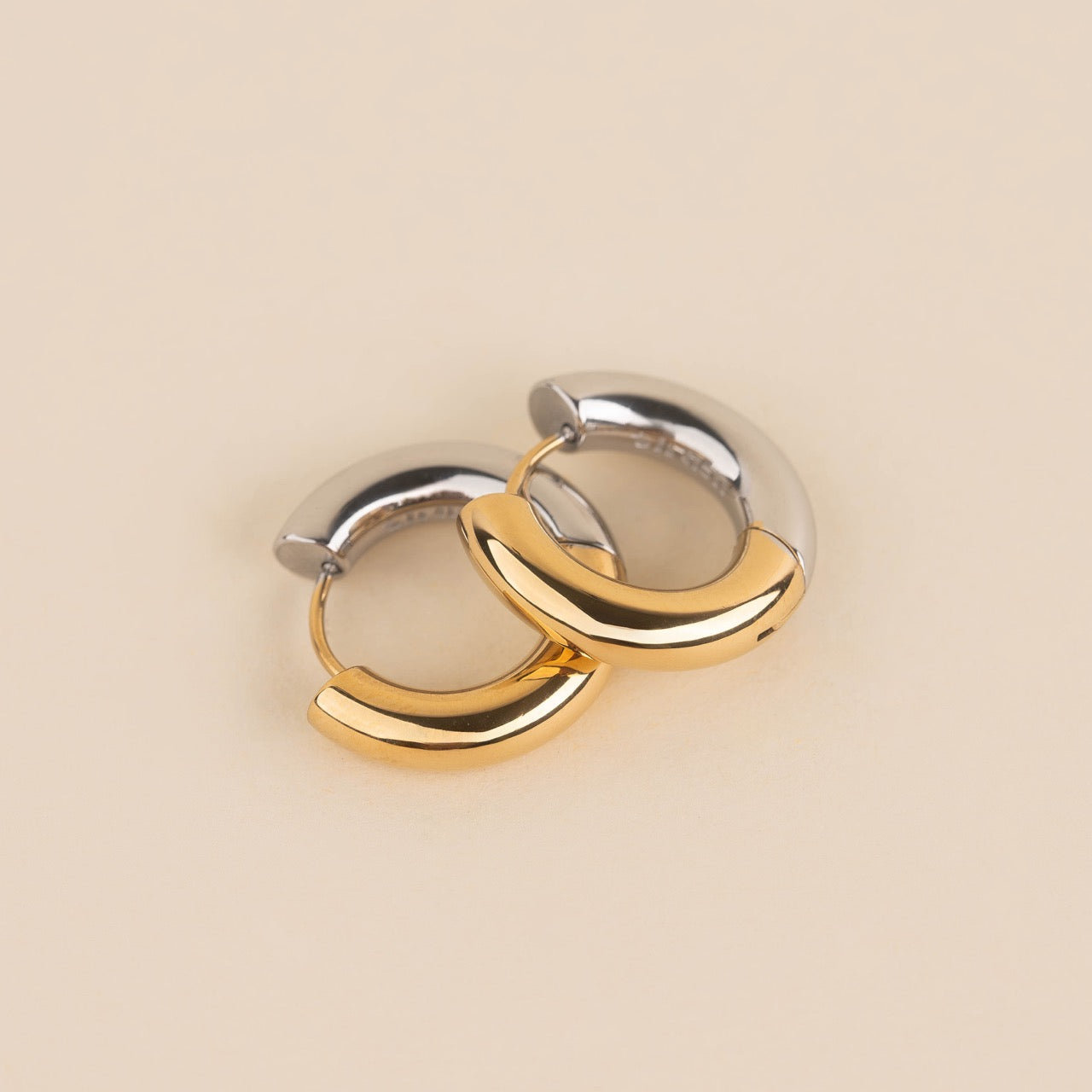 Titanium Chunky Rounded Huggie Hoop Earrings