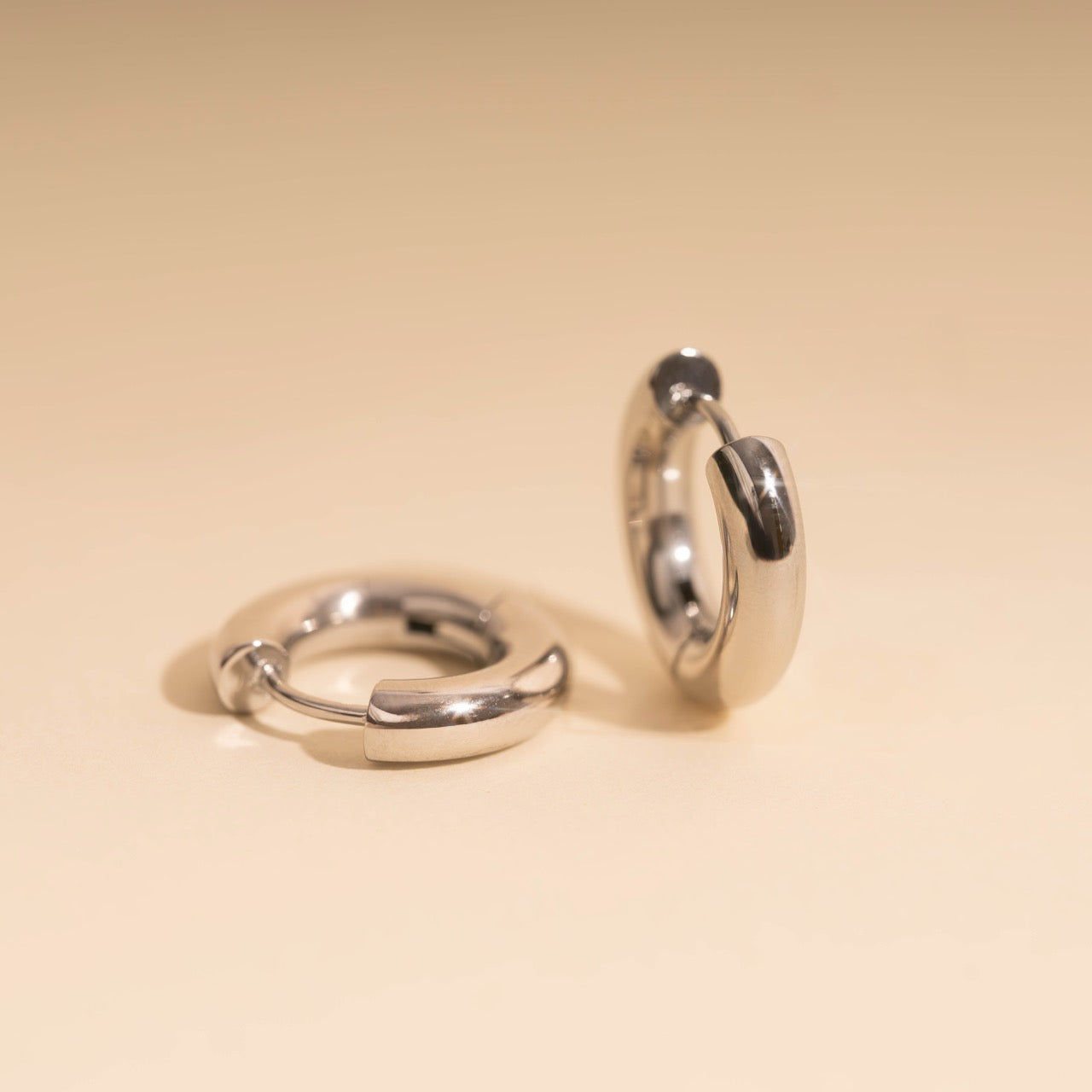 Titanium Chunky Rounded Huggie Hoop Earrings