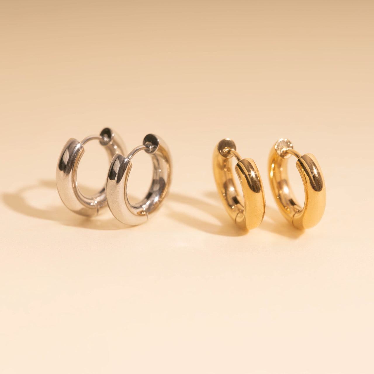 Titanium Chunky Rounded Huggie Hoop Earrings