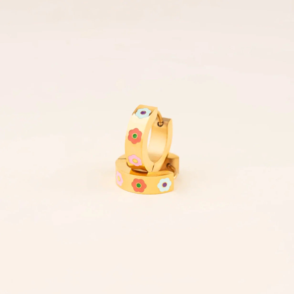 Flower Chunky Huggie Hoop Earrings