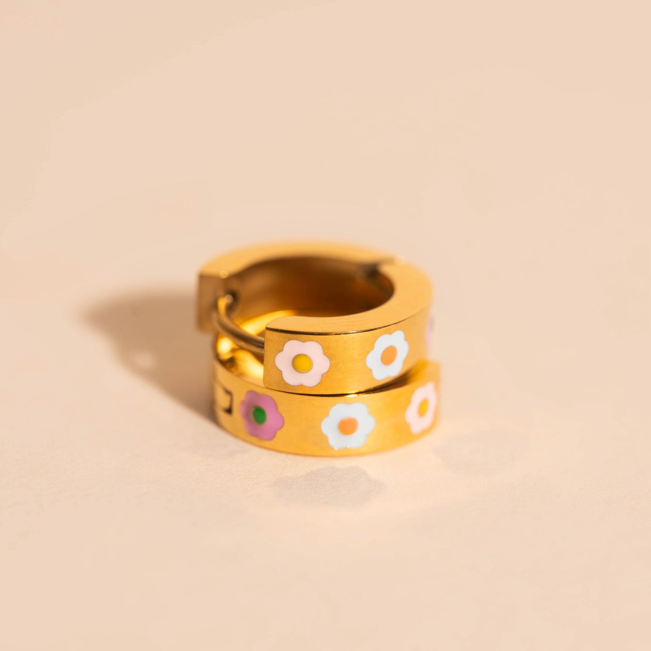 Flower Chunky Huggie Hoop Earrings