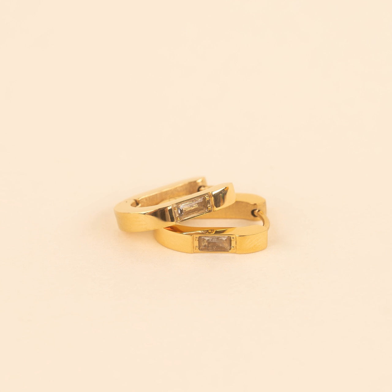 Crystal Oblong Huggie Hoop Earrings