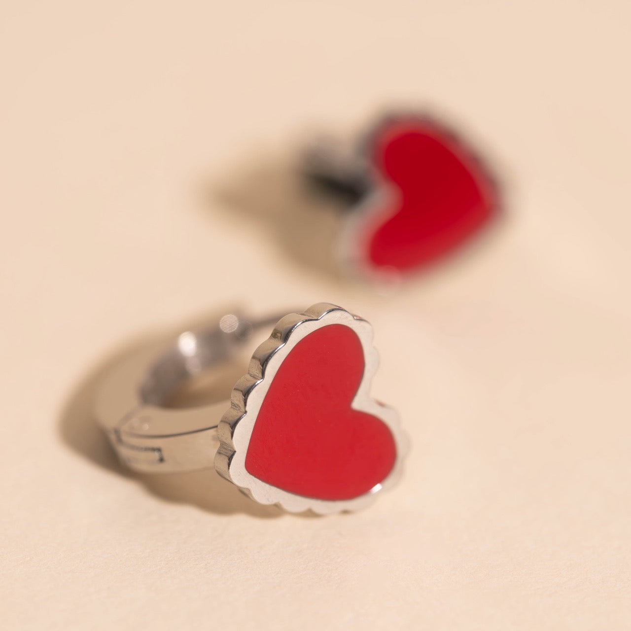 Red Heart 3D Huggie Hoop Earrings