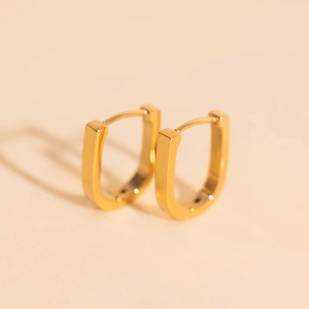 Smooth Stirrup Huggie Hoop Earrings