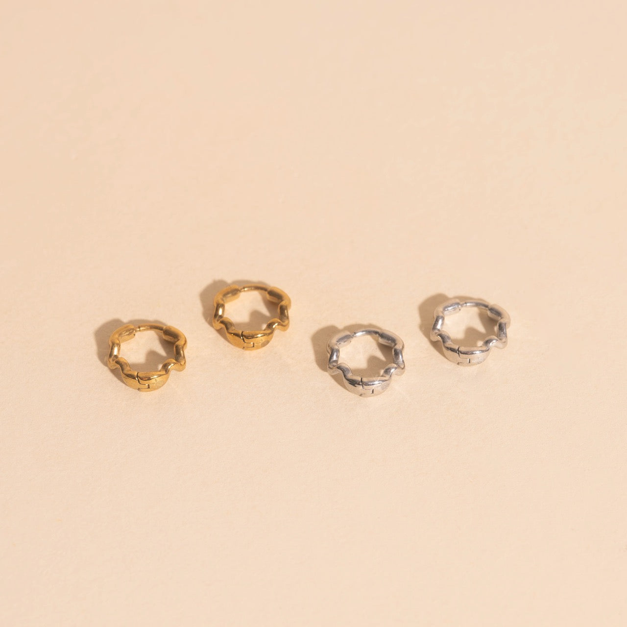 Squiggly Rounded Huggie Hoop Earrings