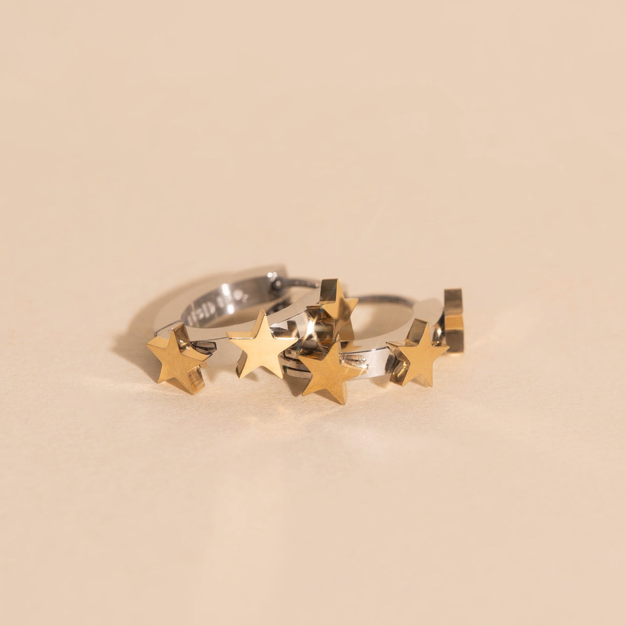 Star 3D Huggie Hoop Earrings