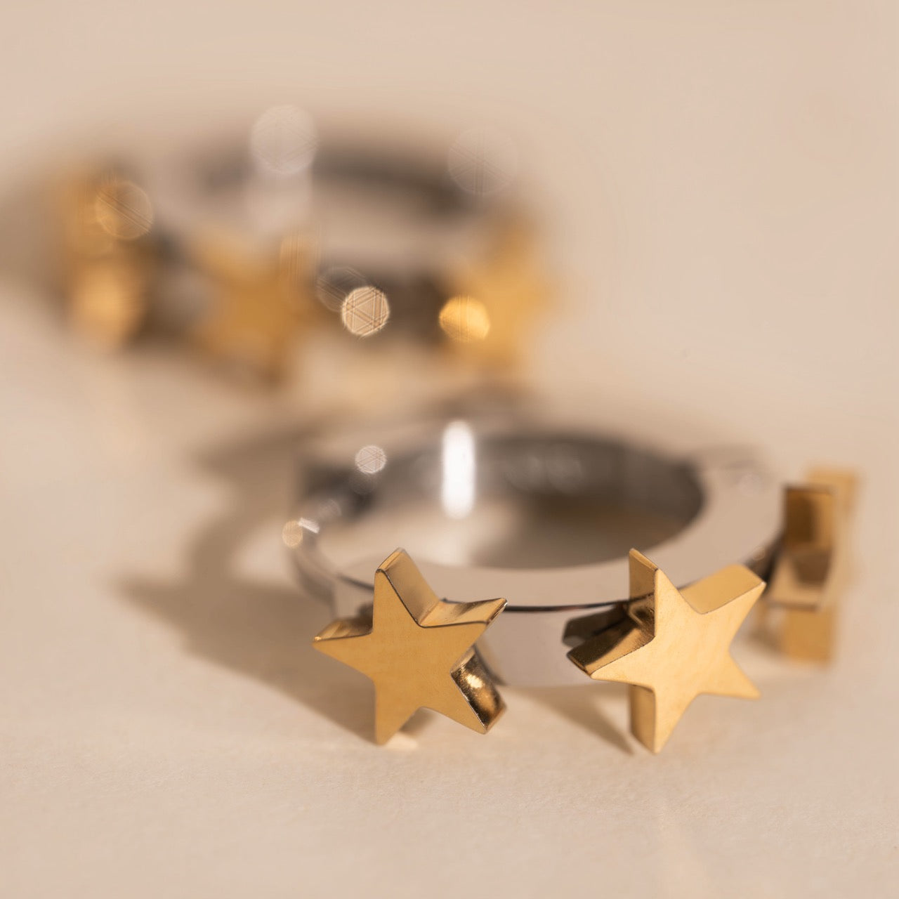 Star 3D Huggie Hoop Earrings