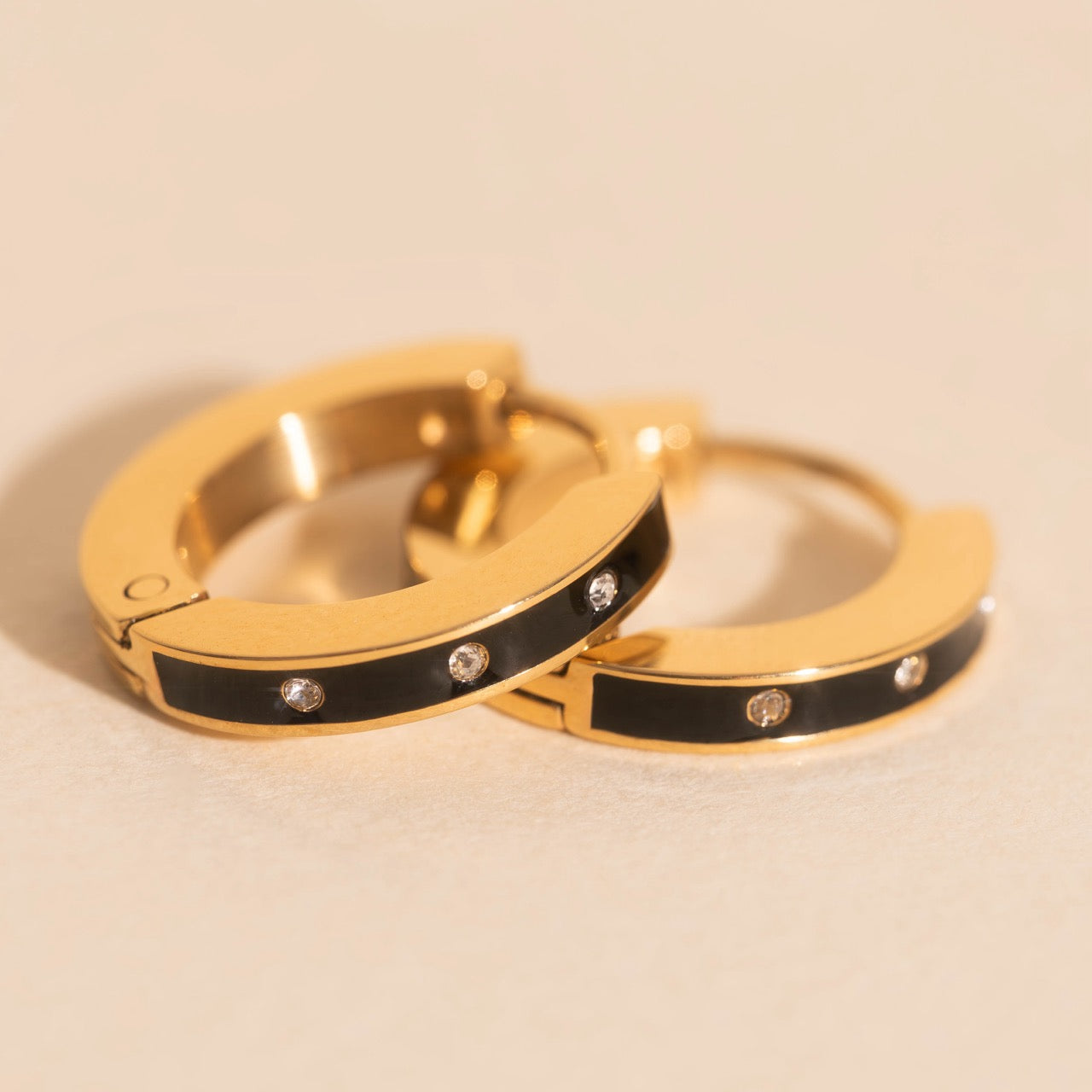 Enamel Crystal Huggie Hoop Earrings