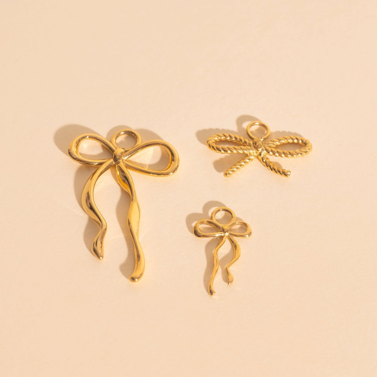 Rope Bow Huggie Hoop Charms