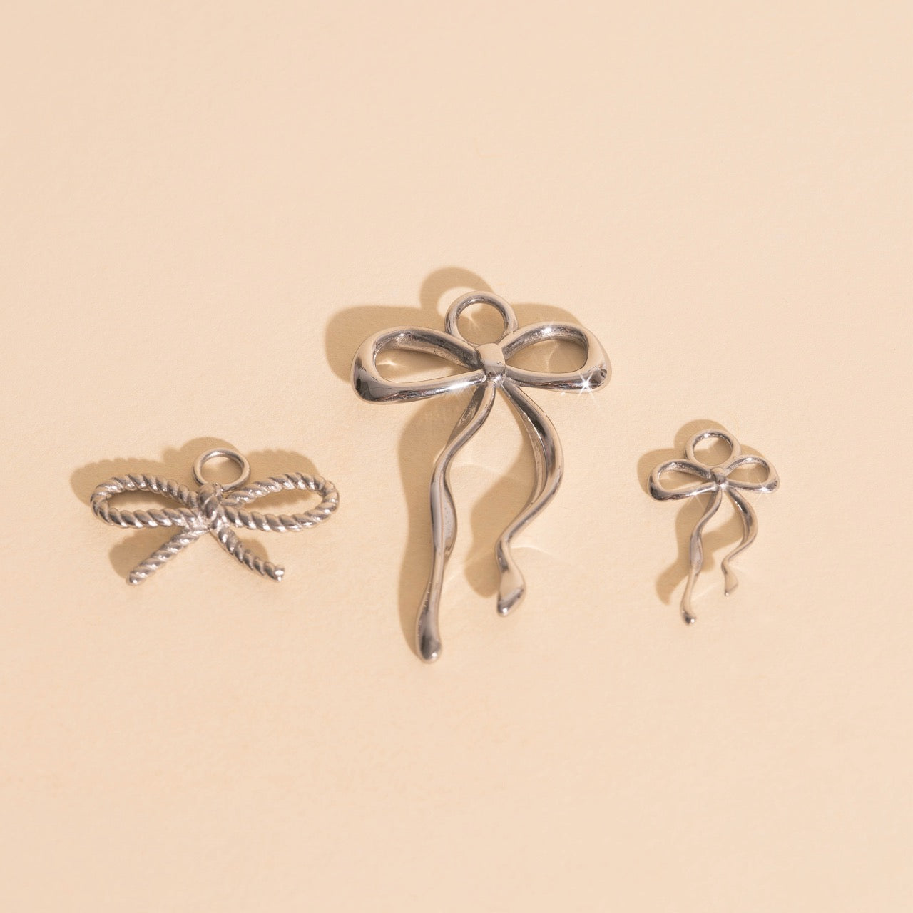 Ribbon Bow Huggie Hoop Charms