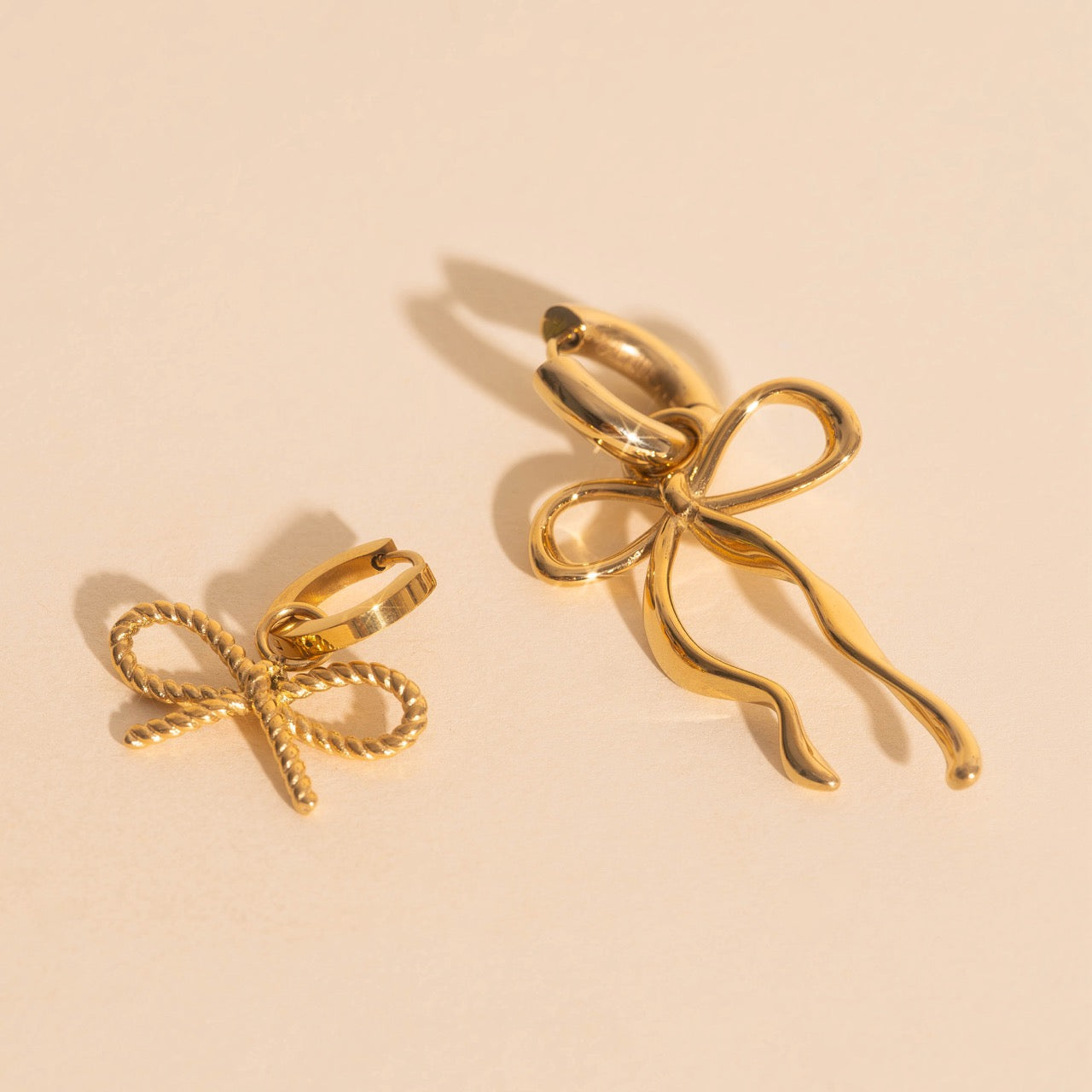 Rope Bow Huggie Hoop Charms