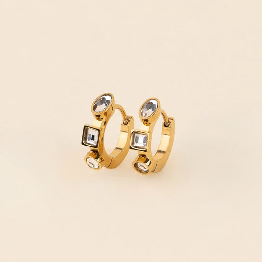 Crystal 3D Huggie Hoop Earrings